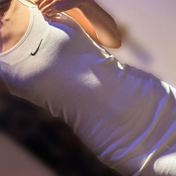 Nike Center Swoosh Logo spaghetti strap bodycon dress white black - Picture 2 of 8